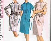 60s Dress Pattern with Shirtwaist front, cute collar, pockets, and tie belt  Simplicity 5878 Size 10 Bust 31  1960s Vintage Sewing Pattern