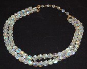 Vintage "CRYSTAL" Aurora Boreolis AB double strand necklace Price Lowered