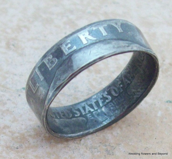 BiRTHDaY GiFT HaNDMaDe Coin Ring 1942 Washington Quarter 90% Fine Silver Jewlery Size 7 1/4