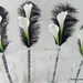 4 PieCe SiMPLY eLeGaNT HaND TieD CaLLa LiLY BRiDeSMaiD Bouquets WiTH FeaTHeRS BLaCK aND WHiTe DaMaSK WeDDiNG FLoWeRS
