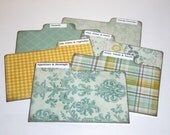 Divider Cards of Formica - Set of 6 Aqua Gray and Gold Damask Custom 4x6 Recipe Divider Cards