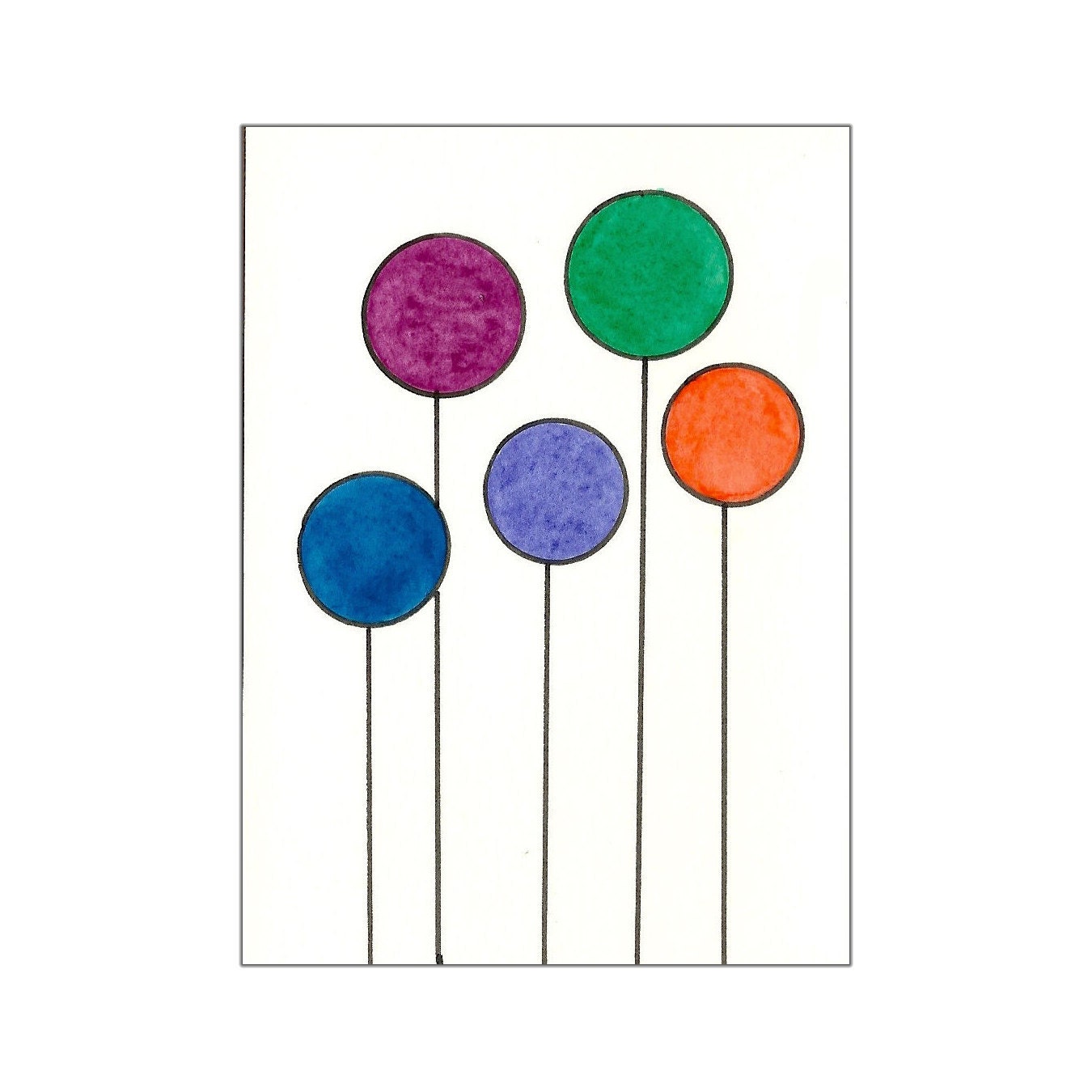 Tori Amos Inspired Watercolor Art - Blue, Purple, Green & Orange Original ACEO