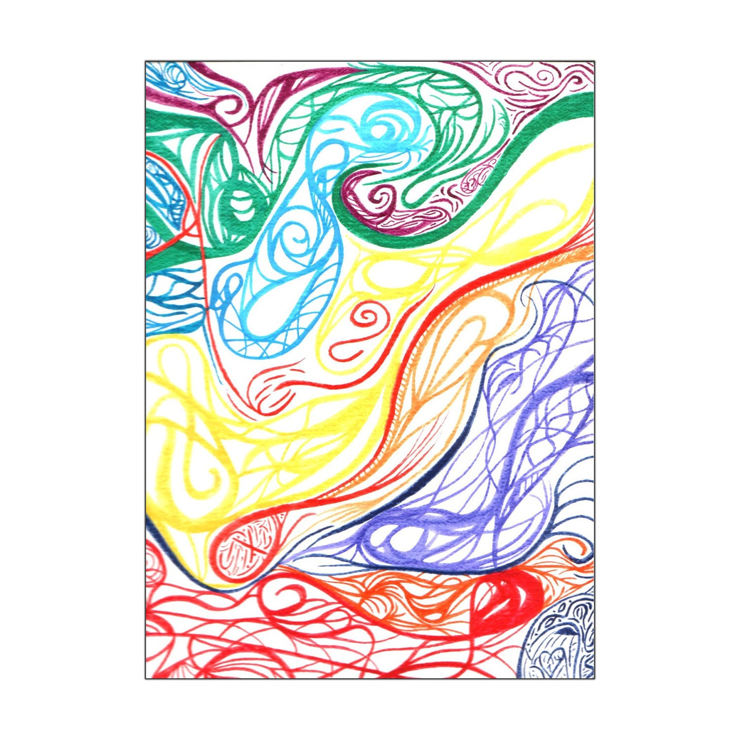 Red Orange Yellow Green Blue Purple Rainbow Colored Watercolor 9x12 Painting