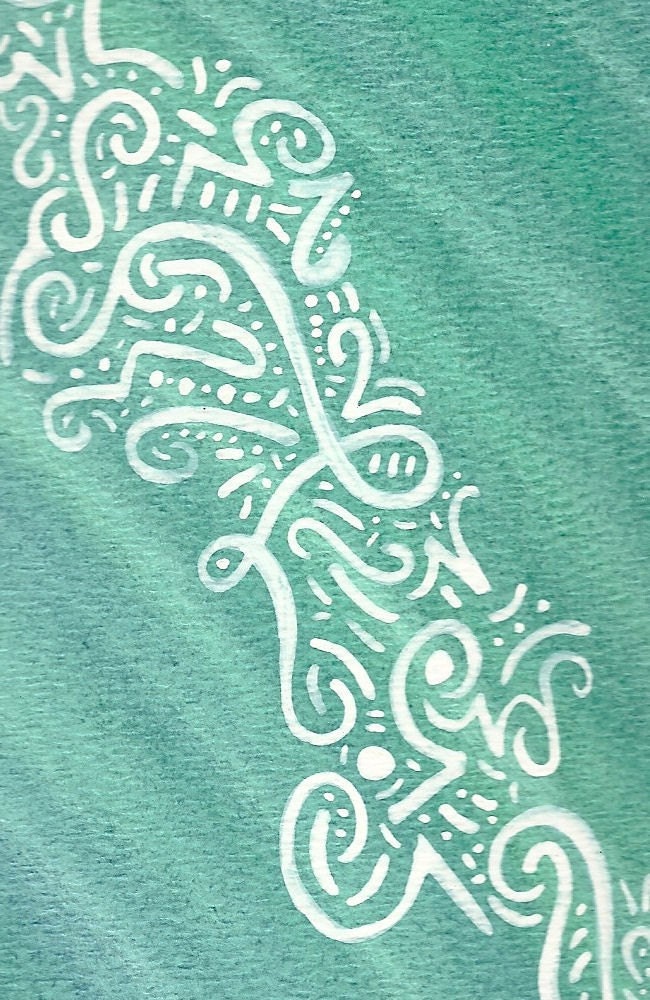 Blue Green & White 9x12 Original Watercolor Painting by theartofpieces