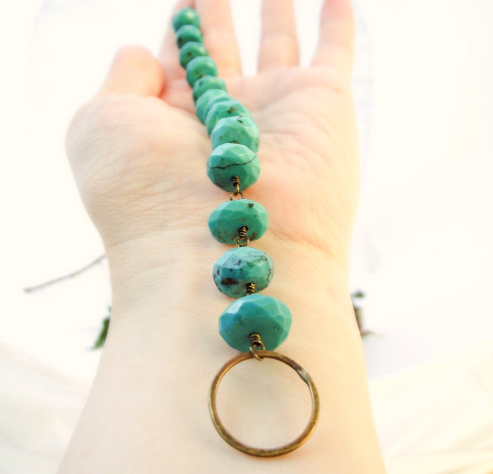 joanie bracelet - natural turquoise, antiqued brass