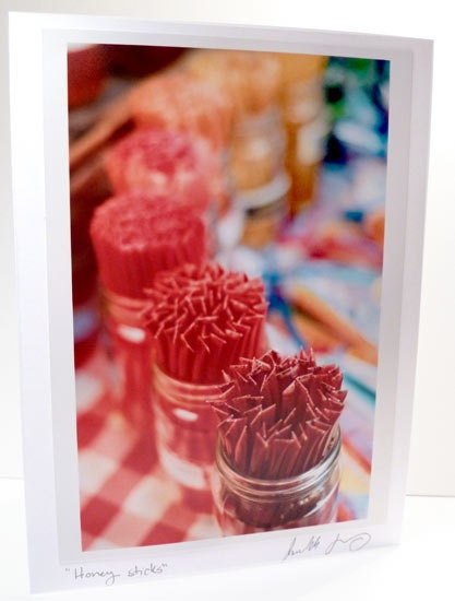 Honey Photo Greeting Card - Red Yellow Honey Sticks