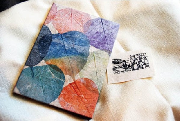 Beautiful Handmade Notebook With Real  Leaves