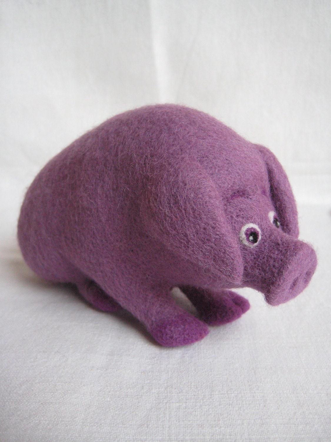 Don't eat me Pig in purple - needle felted soft sculpture
