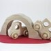 Wooden Toy Bridge and Tunnel with Two Cars Natural Maple