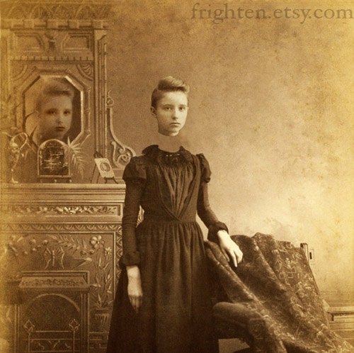 Halloween Decoration, Haunting Art Print, Altered Antique Photography, Levitate, Halloween Decor