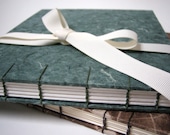 Forest Green Guest Book / Sketch Book - Coptic Stitch Binding, Textured Cover, Cotton Interior Pages, Hand Bound Book, Made to Order