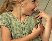 McKenzie Knit Cardigan / Sweater, downloadable pattern pdf, girls,crochet cap sleeves,cotton, spring, summer,easy to knit, moss green
