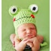 Frog hat with earflaps, braids and face Any size Great for photo prop girl or boy FREE SHIPPING
