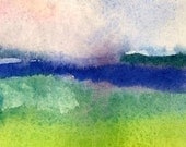 Art Print, Watercolor, Meadow by the Sea