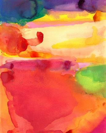 Reason for Hope, Watercolor Painting, original art abstract landscape emotion color red green orange yellow