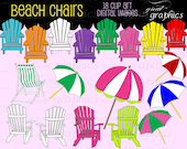 Beach Clip Art Digital Clipart Beach Chair Beach Party Printable Digital Clip Art Invitation Printable Clipart - Instant Download Il_170x135