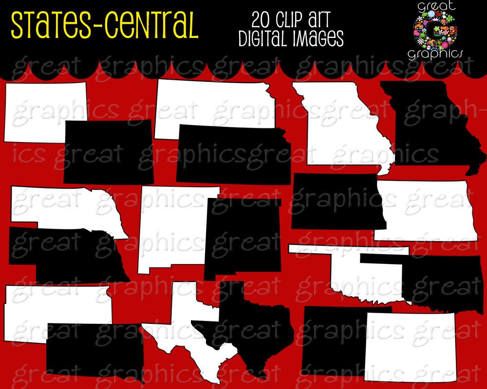 State Clip Art, Missouri, Nebraska, Colorado, Kansas, Missouri, Texas, New Mexico, Oklahoma, South Dakota, North Dakota Il_170x135