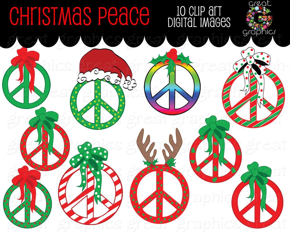 Christmas Peace sign clip art, printable Christmas ornament clip art, digital Christmas peace sign clipart images, peace sign clip art Il_170x135