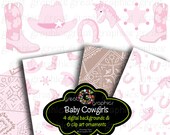 Pink Cowgirl Party Digital Paper Clip Art Cowgirl Clipart Pink Cowgirl Printable Clipart Party Paper - Instant Download Il_170x135