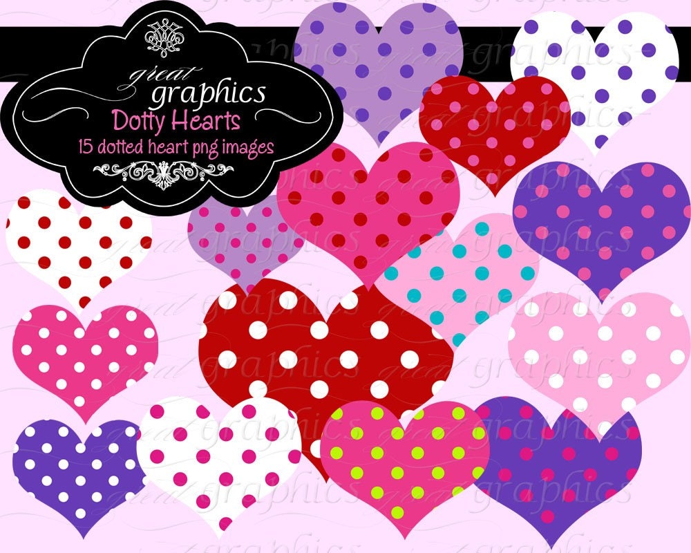 Heart Clipart Polka Dot Heart Heart Digital Clip Art Printable Heart Invitation Party Clipart Scrapbook - Instant Download Il_570xn