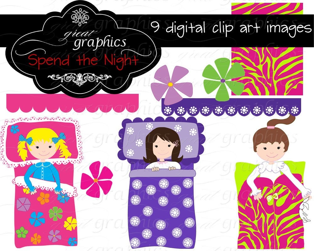 Slumber Party Clipart Girls Slumber Party Clip Art Slumber Party Clip Art Sleepover Party Digital Clip Art Instant Download Il_570xn