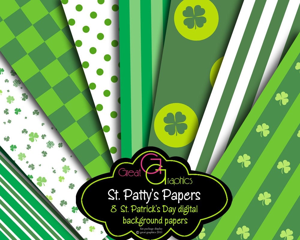 St. Patricks Day Digital Paper St Pattys Party Paper Saint Patricks Day Printable Invitation Paper Shamrock - Instant Download Il_570xn