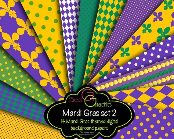 Mardi Gras Paper, Mardi Gras Digital Paper, Mardi Gras Printable, Digital Mardi Gras, Instant Download Il_570xn