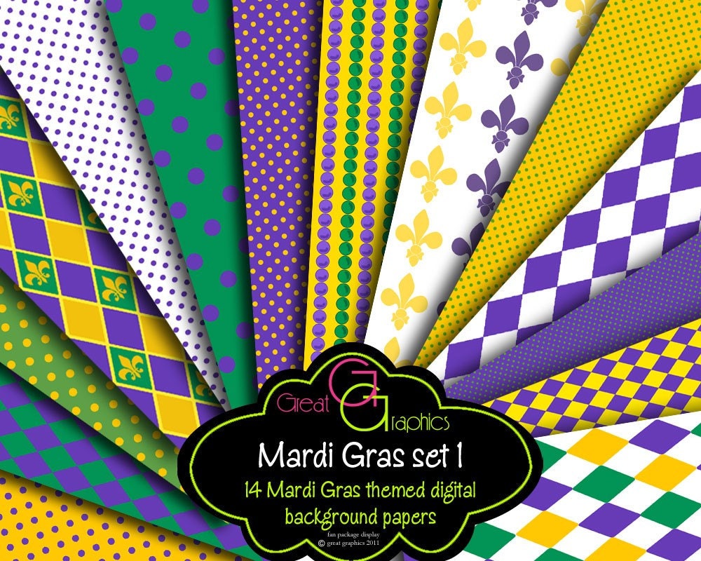 Mardi Gras Paper, Mardi Gras Digital Paper, Fleur de Lis Pattern, Mardi Gras Digital, Digital Paper, Instant Download Il_570xn