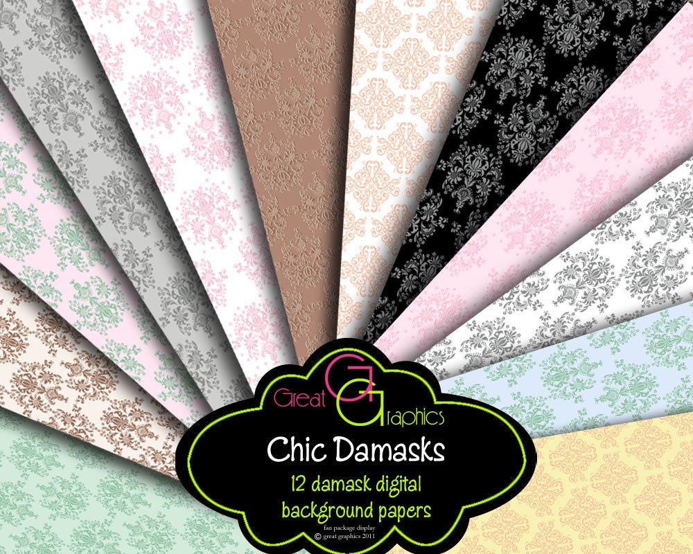Damask Paper Damask Digital Paper Damask Background Digital Paper Digital Damask Pattern Instant Download Il_570xn