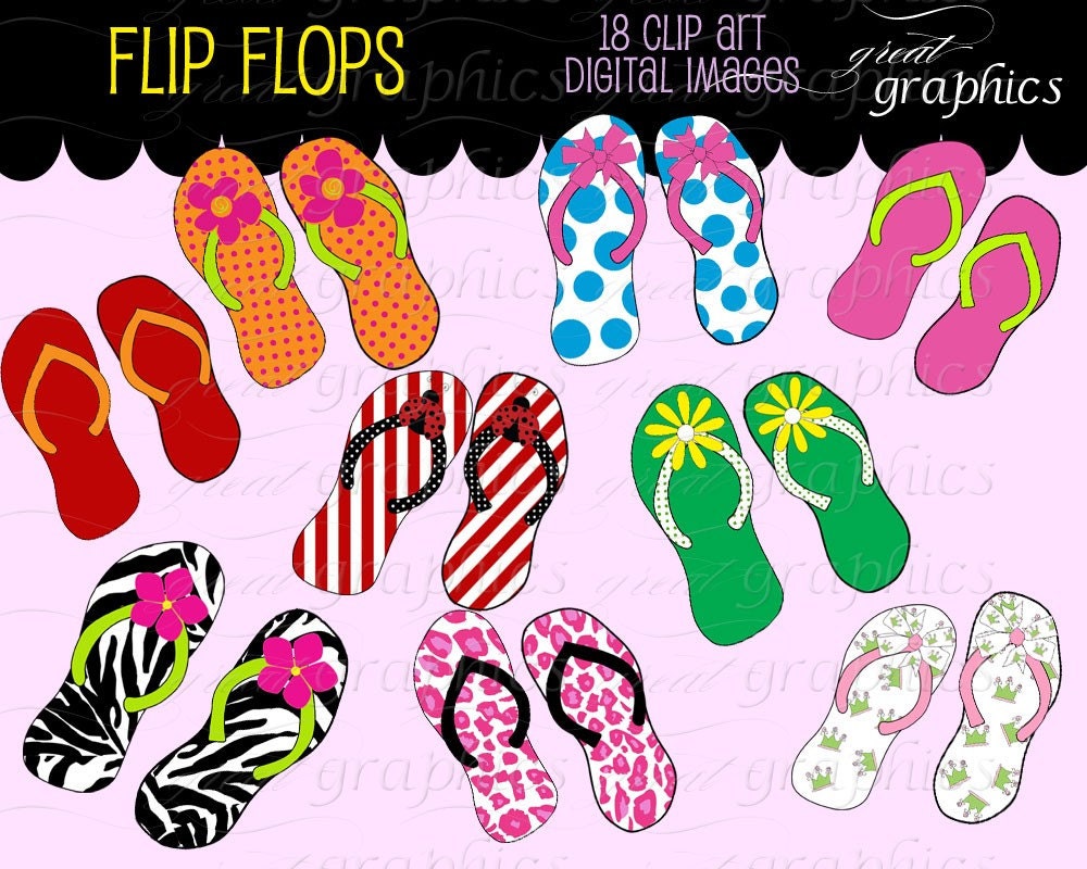 Flip Flop Clip Art Flipflop Digital Clipart Flip Flop Flipflops Printable Clip Art Beach Clipart Instant Download Il_570xn
