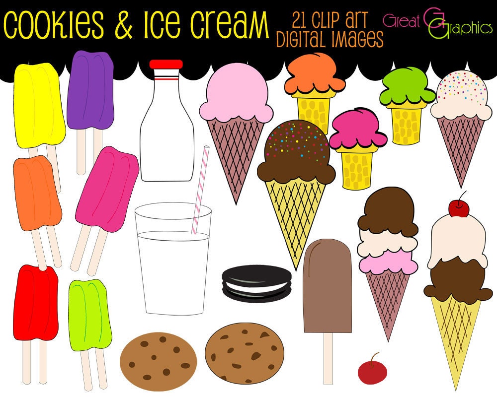 Milk and Cookies Clipart Cookies and Milk Party Clipart Digital Clip Art Cookie Clipart Ice Cream Clip Art Instant Download Il_570xn