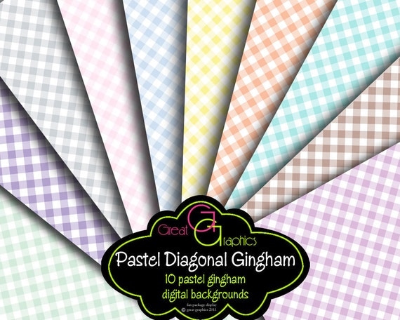 Gingham Digital Paper, Baby Shower Paper, Pastel Paper, Digital Paper, Printable Paper, Gingham Paper, Instant Download Il_570xn
