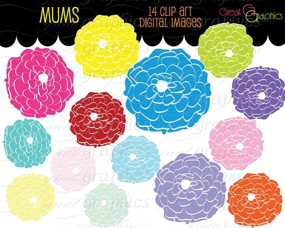 Flower Clipart Flower Digital Clip Art Flower Printable Digital Clipart Flowers Party Clipart Invitation Clip Art - Instant Download Il_570xn
