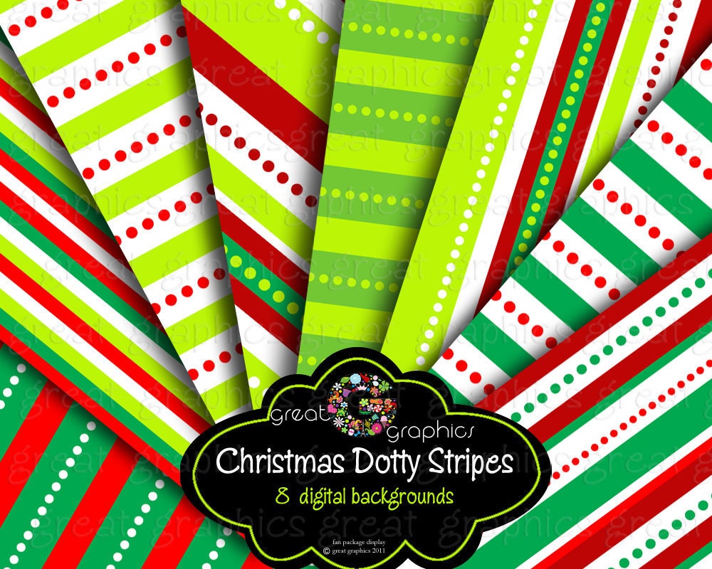 Christmas backgrounds, digital Christmas printable stripe Backgrounds sheets, red, green, lime, holiday stripe backgrounds Il_570xn