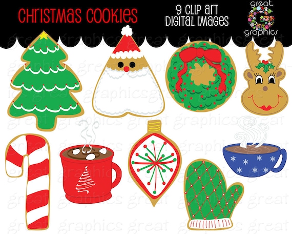Christmas Clip Art Cookies clip art printable Christmas clip art digital clip art Christmas cookie clip art hot chocolate clip art Il_570xn