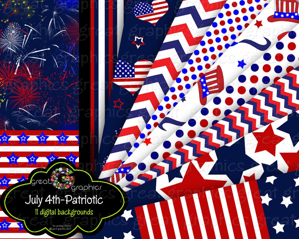 4th of July Paper Patriotic Party Paper Fourth of July Party Paper Red White and Blue Digital Background Instant Download Il_570xn