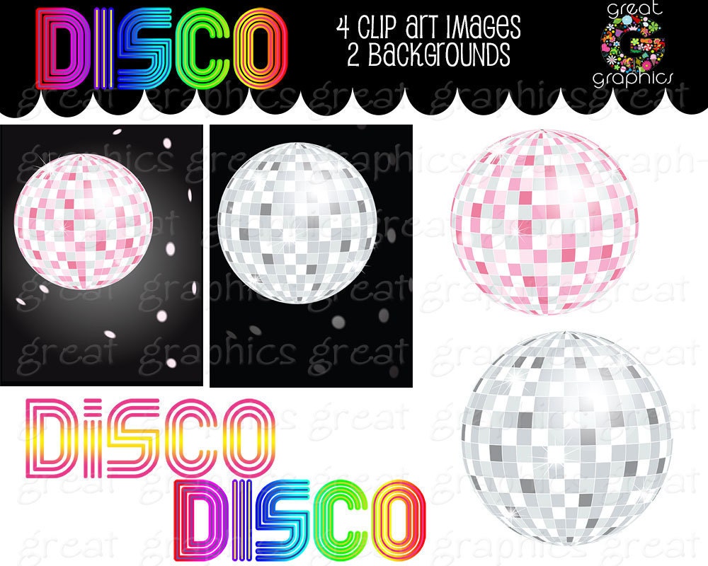 Disco Ball, Digital Clip Art, Disco Party, Retro Clip Art, Dance Clipart, 70s Disco, Party Clipart, Clipart, Instant Download Il_570xn