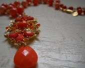 Vintage Coral Robert Rose Necklace