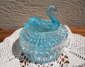 Vintage Aqua Swan Jar