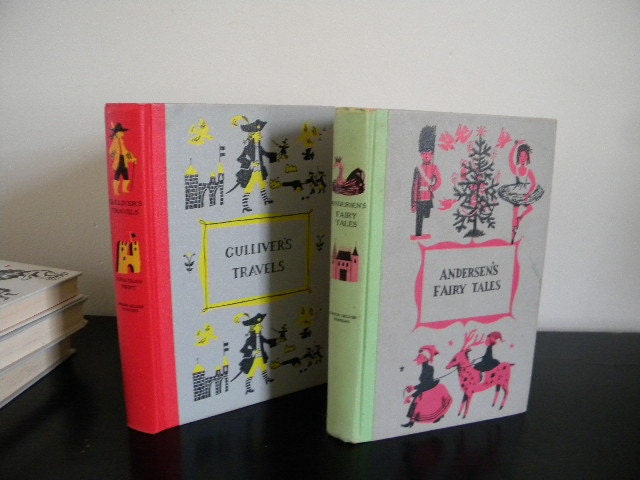 Vintage collection of five childrens books...alice in wonderland...little women...