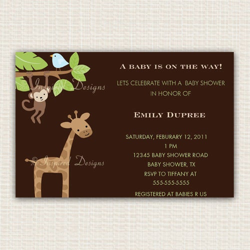 Safari Jungle Baby Shower Invitation - Matching Coordinates Available Il_170x135