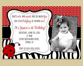 Ladybug Zebra Birthday Invitation - All Ages Il_170x135
