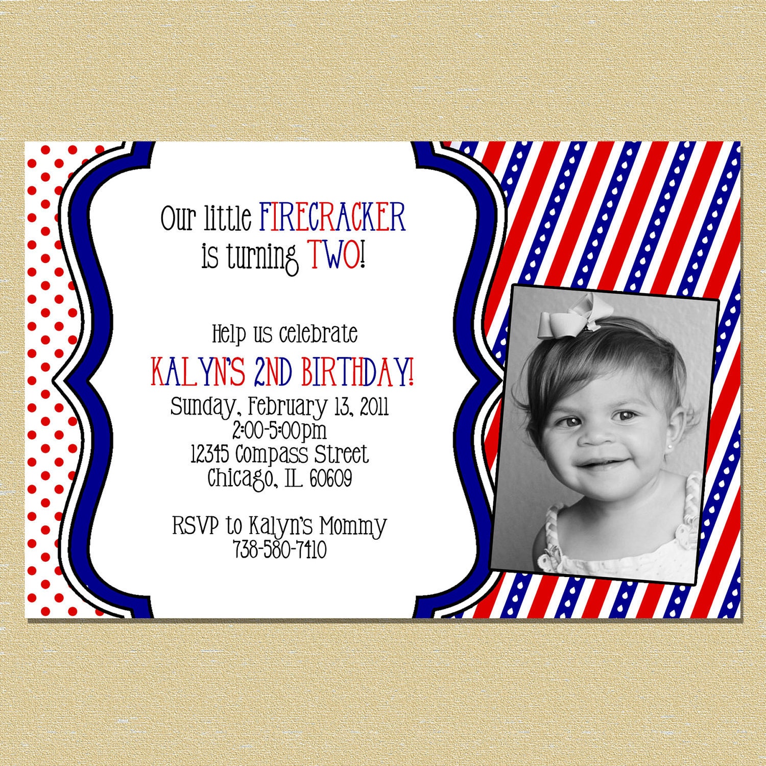 Red, White & Blue Firecracker Birthday Invitation Il_170x135