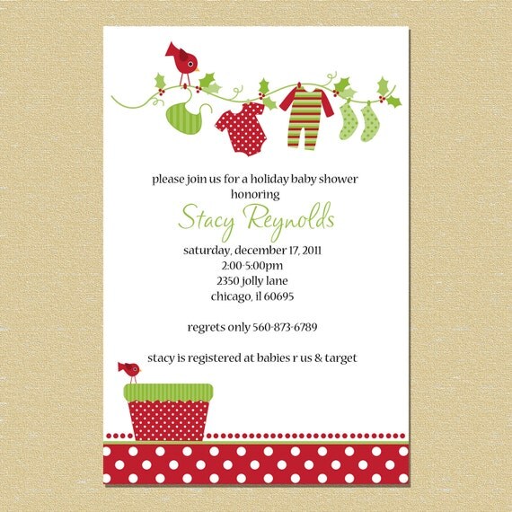 Christmas Holiday Baby Shower Invitation (Neutral - Boy or Girl) Il_570xn