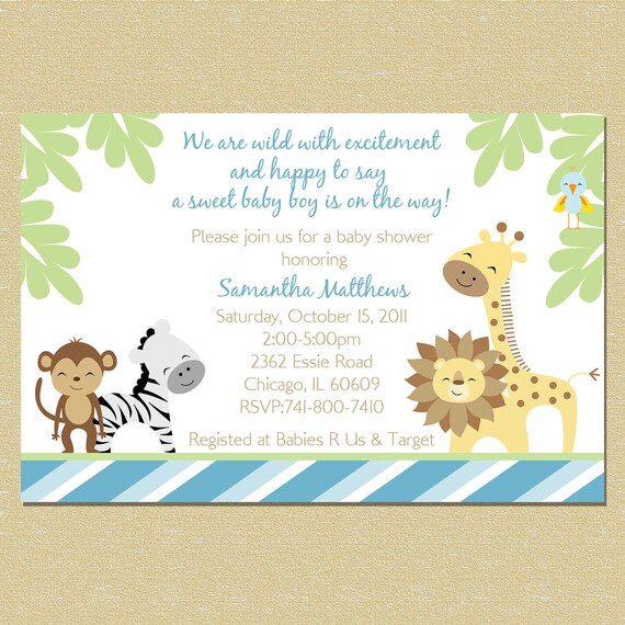 Blue Jungle Baby Shower Invitation - Boy- Matching Coordinates Available Il_570xn