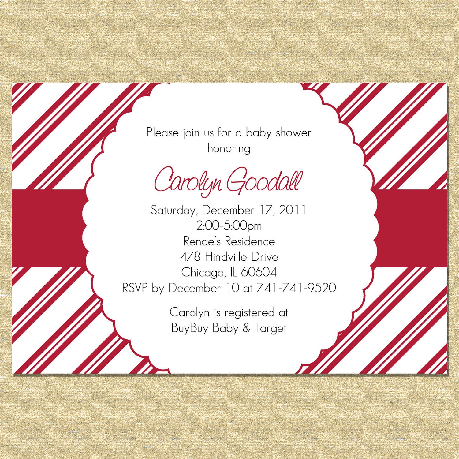 Christmas Candy Cane Holiday Baby Shower Invitation (Neutral - Boy or Girl) Il_570xn