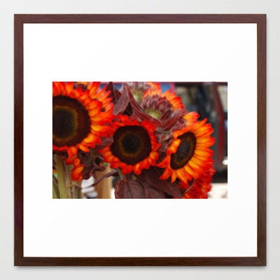 Sunflowers Photography Burnt Orange Red Yellow Sunflower Art Whimsical Cheerful Home Decor Floral Print 8x12