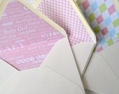 Lined Envelopes, 100% Recycled Content, Set of 12, Baby Girl