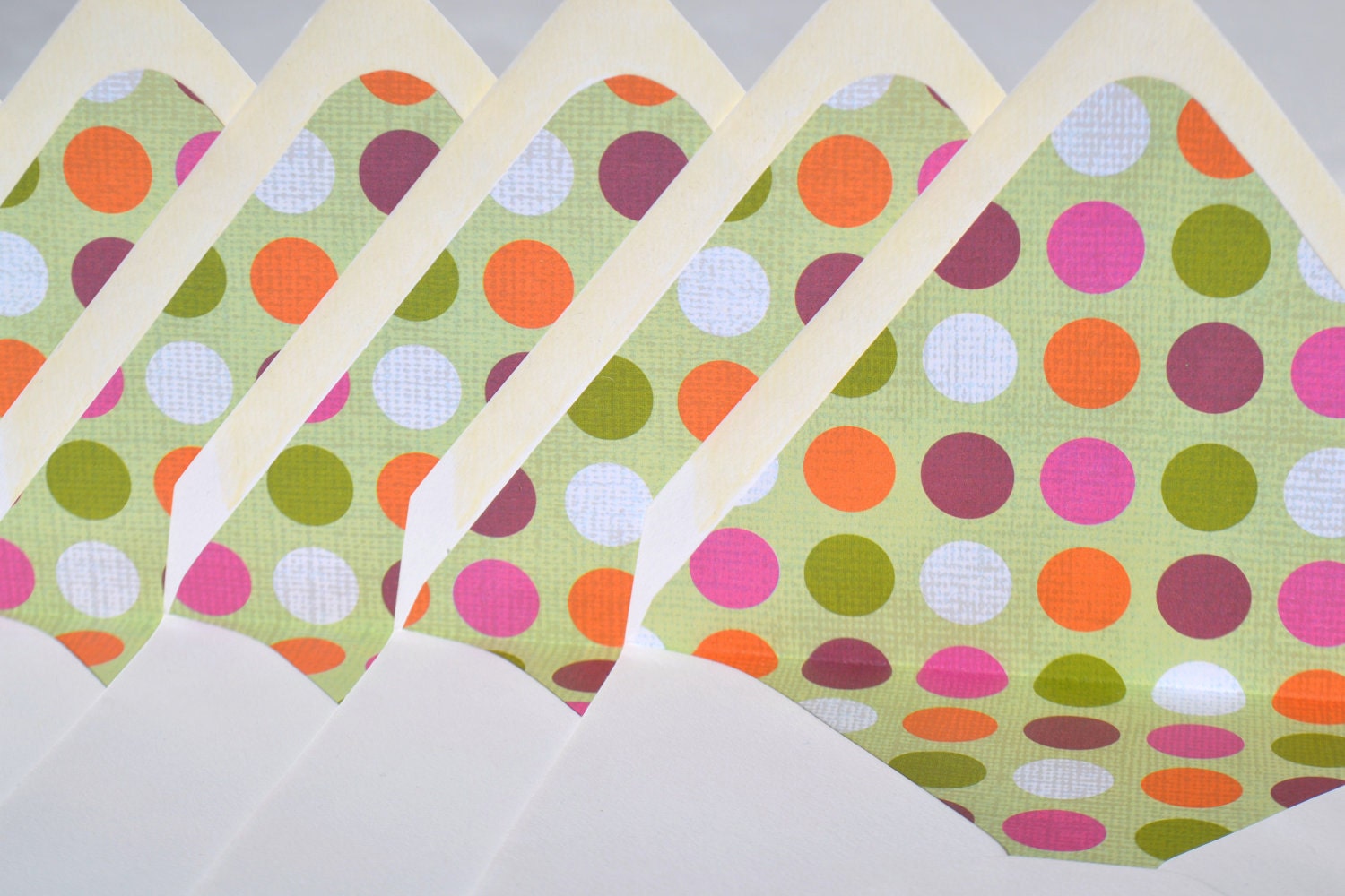 Lined Envelopes, 5.75" Square, 100% Recycled Content, Set of 6, Spring Polka Dots