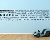 Playroom rules horizontal toy room words vinyl wall decal art large decal